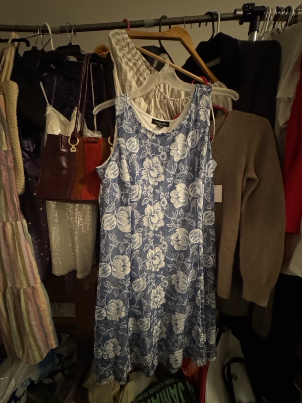 Perceptions Blue and White Floral Lace Dress
